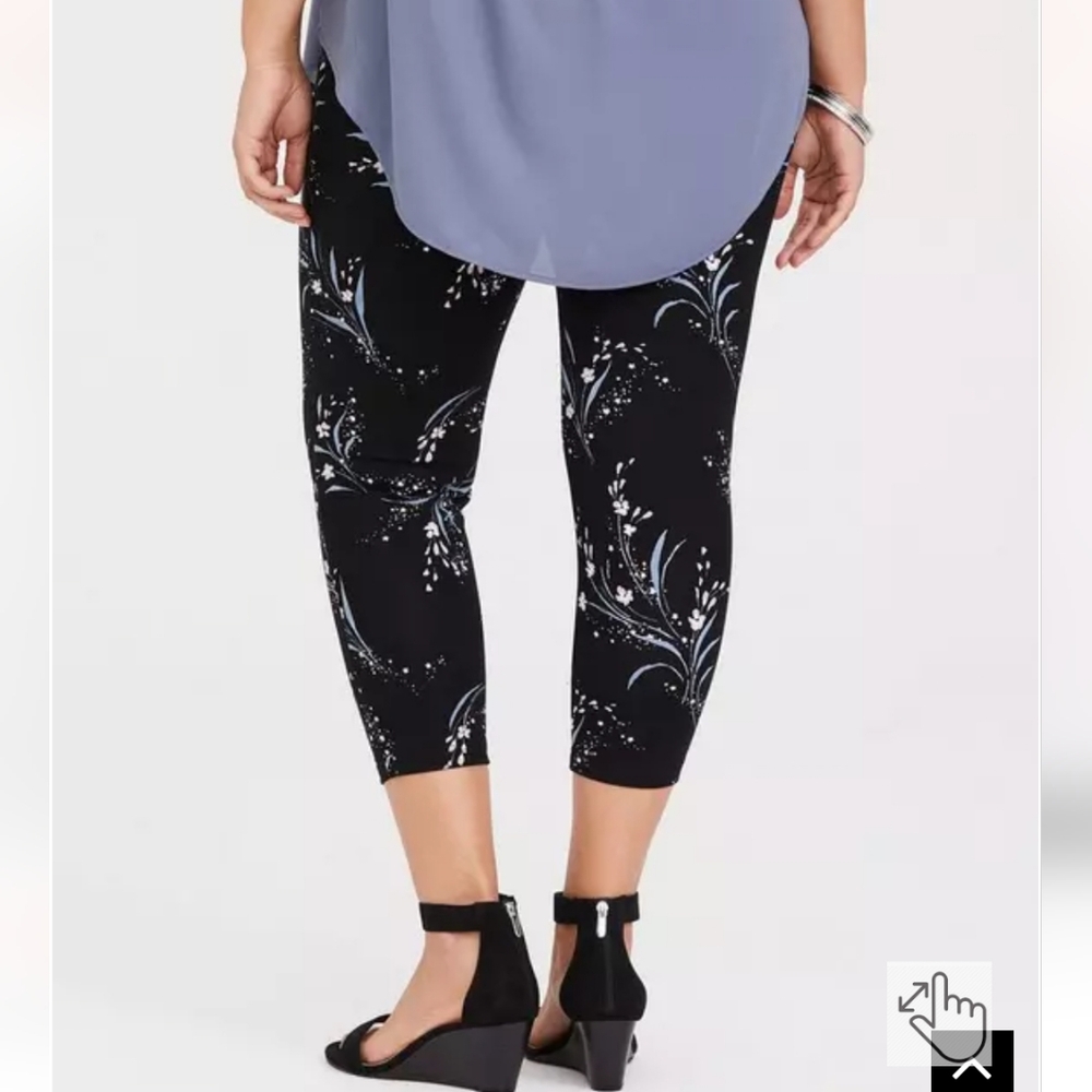 Torrid Studio Ponte Slim FIx Crop Pixie Pant - Black Floral - Picture 3 of 3